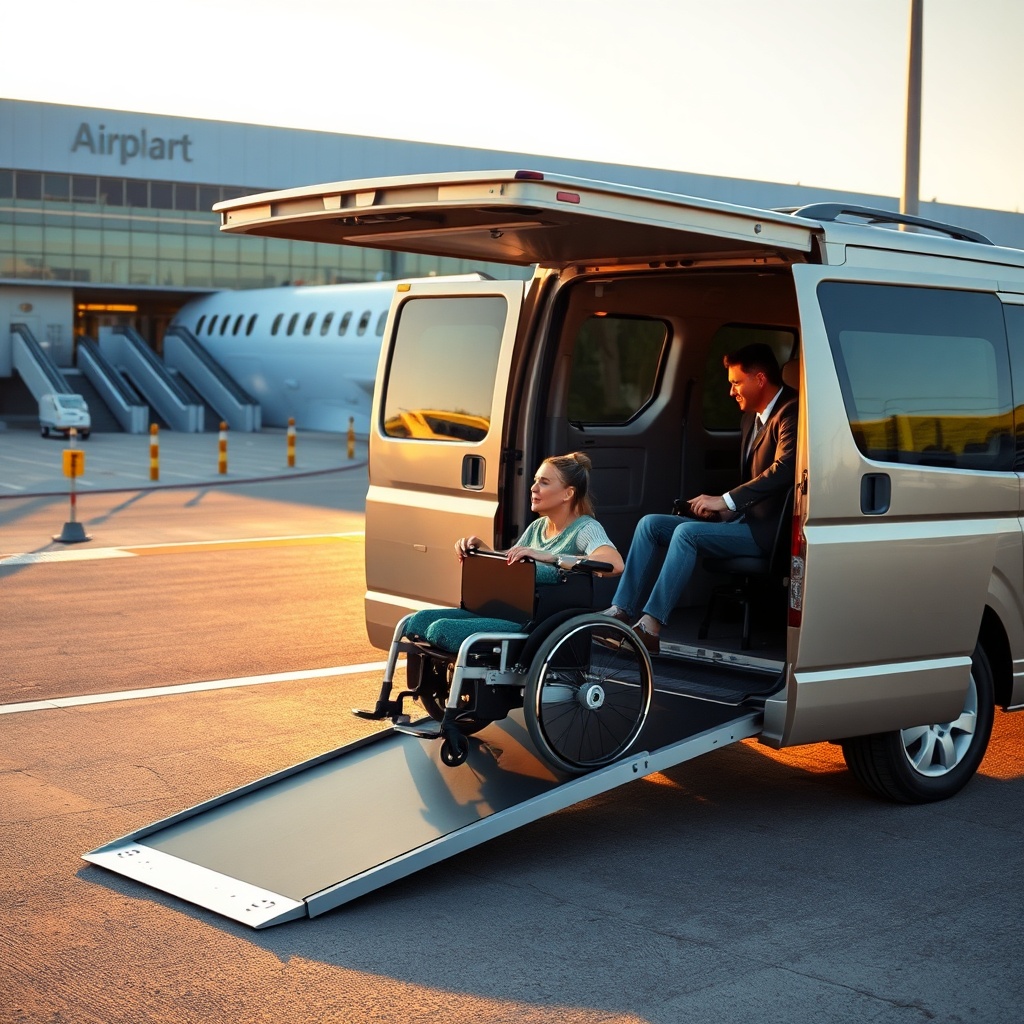Wheelchair-accessible vehicle at Cairo Airport providing special needs transportation options for travelers with disabilities